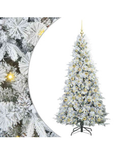Albero di Natale Artificiale con Rami Pieghevoli Bianco 210 cm 2