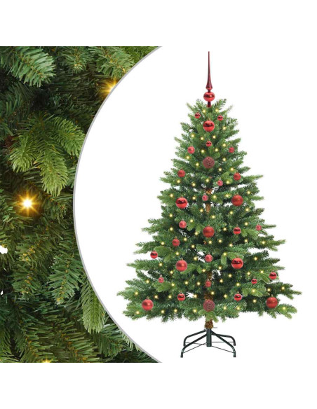 Albero di Natale artificiale con 150 LED Verde 120 cm PE e PVC