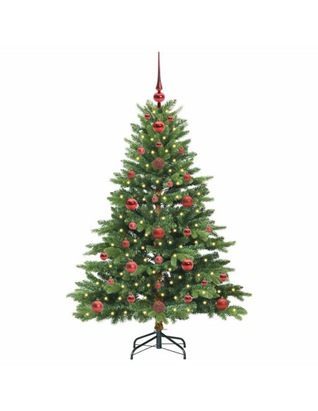 Albero di Natale artificiale con 150 LED Verde 120 cm PE e PVC