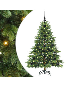 Albero di Natale artificiale con 150 LED Verde 120 cm PE e PVC 2