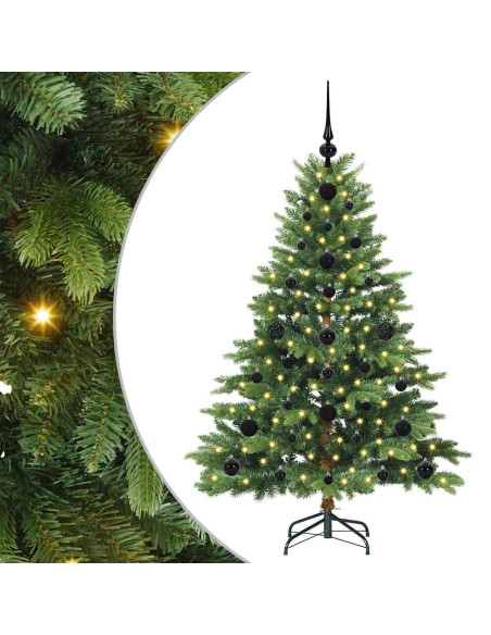 Albero di Natale artificiale con 150 LED Verde 120 cm PE e PVC