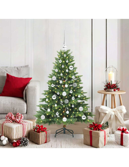 Albero di Natale artificiale con 150 LED Verde 120 cm PE e PVC
