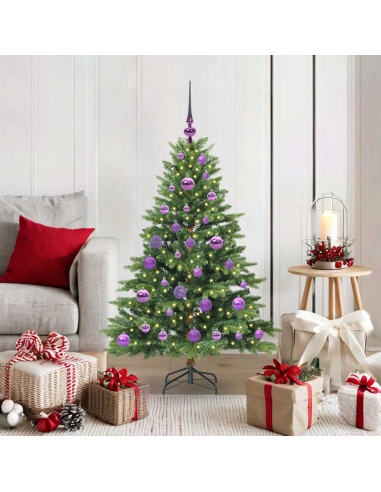 Albero di Natale artificiale con 150 LED Verde 120 cm PE e PVC