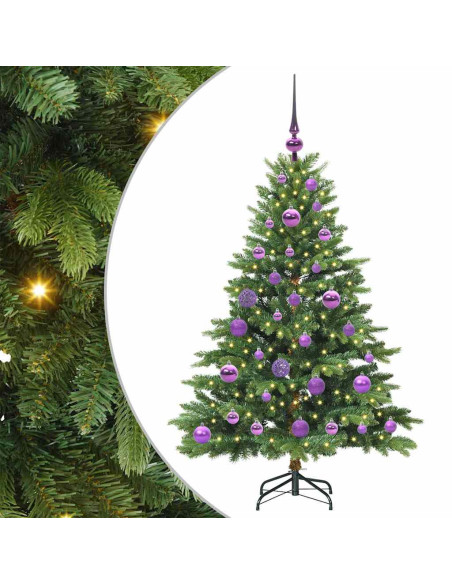 Albero di Natale artificiale con 150 LED Verde 120 cm PE e PVC