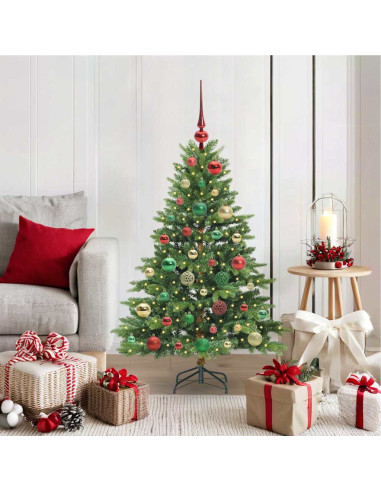 Albero di Natale artificiale con 150 LED Verde 120 cm PE e PVC