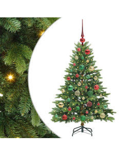 Albero di Natale artificiale con 150 LED Verde 120 cm PE e PVC 2