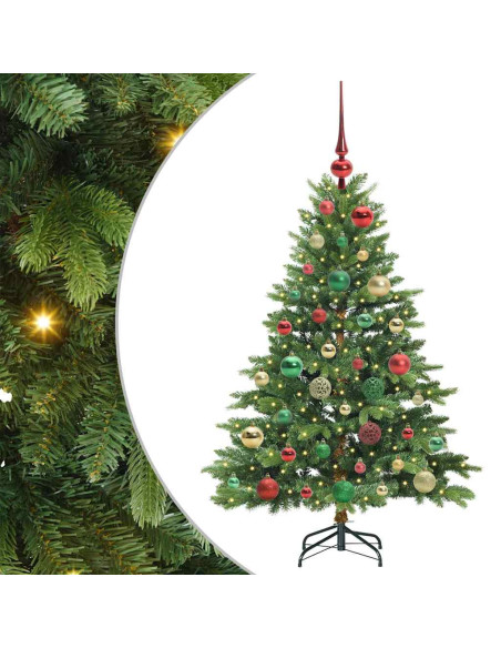 Albero di Natale artificiale con 150 LED Verde 120 cm PE e PVC