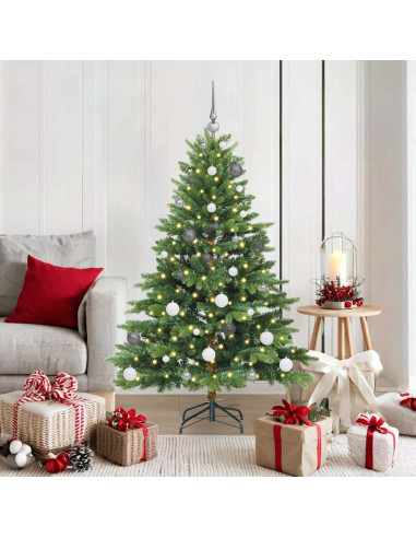 Albero di Natale artificiale con 150 LED Verde 150 cm PE e PVC