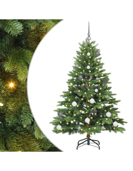 Albero di Natale artificiale con 150 LED Verde 150 cm PE e PVC