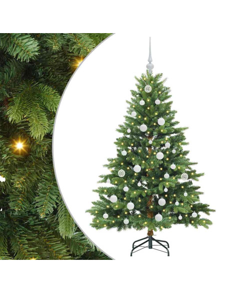 Albero di Natale artificiale con 150 LED Verde 150 cm PE e PVC