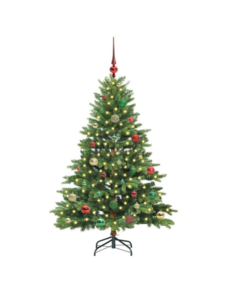 Albero di Natale artificiale con 150 LED Verde 150 cm PE e PVC