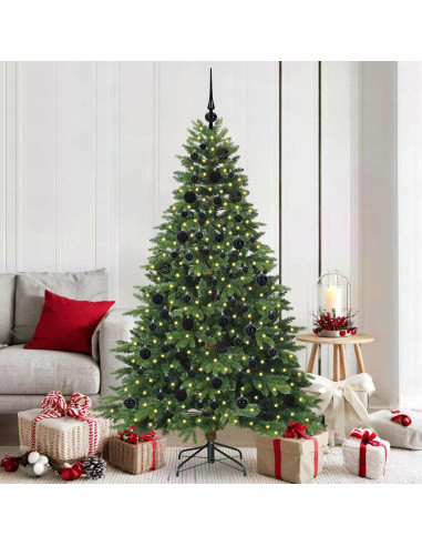 Albero di Natale artificiale con 300 LED Verde 180 cm PE e PVC