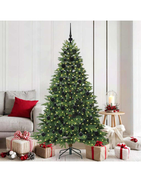 Albero di Natale artificiale con 300 LED Verde 180 cm PE e PVC