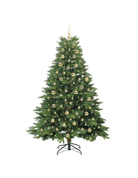 Albero di Natale artificiale con 300 LED Verde 180 cm PE e PVC