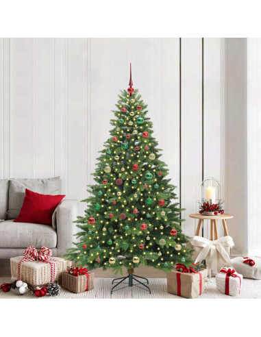 Albero di Natale artificiale con 300 LED Verde 180 cm PE e PVC
