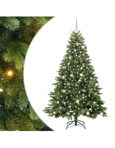 Albero di Natale artificiale con 300 LED Verde 210 cm PE e PVC 2