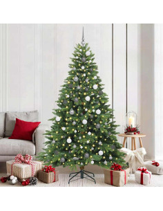 Albero di Natale artificiale con 300 LED Verde 210 cm PE e PVC 2
