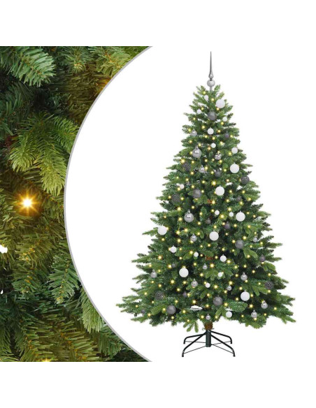 Albero di Natale artificiale con 300 LED Verde 210 cm PE e PVC