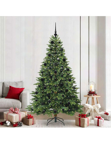 Albero di Natale artificiale con 300 LED Verde 210 cm PE e PVC