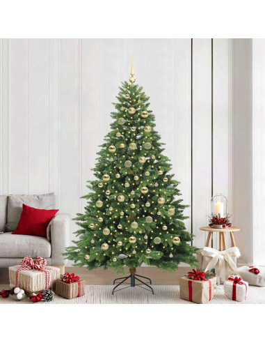 Albero di Natale artificiale con 300 LED Verde 210 cm PE e PVC