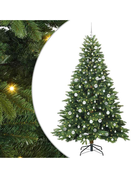 Albero di Natale artificiale con 300 LED Verde 210 cm PE e PVC