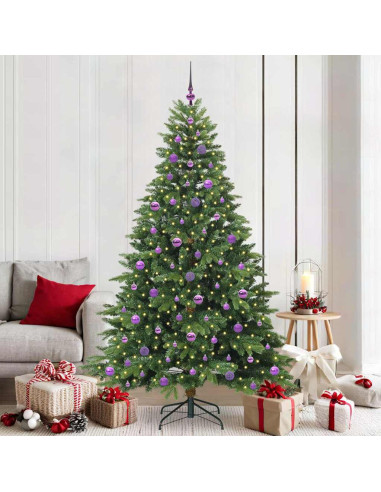 Albero di Natale artificiale con 300 LED Verde 210 cm PE e PVC