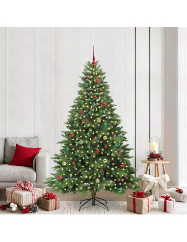 Albero di Natale artificiale con 300 LED Verde 210 cm PE e PVC