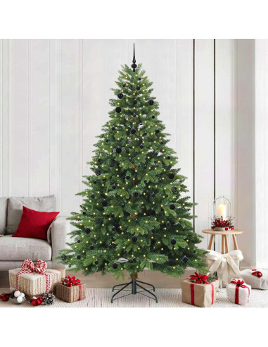Albero di Natale artificiale con 300 LED Verde 240 cm PE e PVC