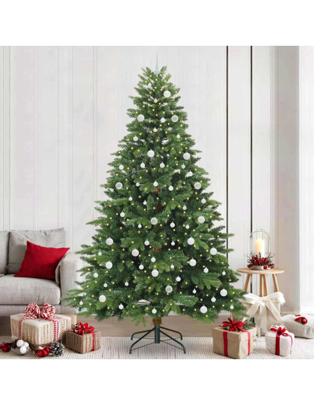 Albero di Natale artificiale con 300 LED Verde 240 cm PE e PVC