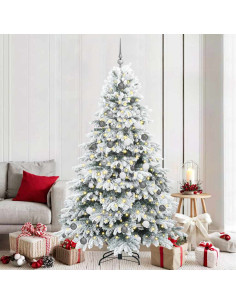 Albero di Natale artificiale con 300 LED Verde 210 cm PE e PVC 2