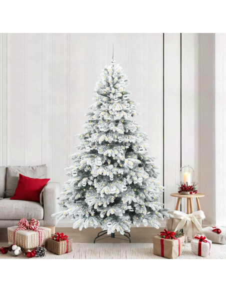 Albero di Natale artificiale con 300 LED Verde 210 cm PE e PVC