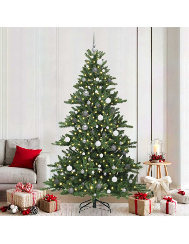 Albero di Natale Artificiale con Rami Pieghevoli Verde 210 cm