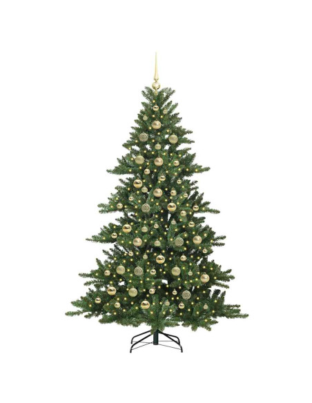 Albero di Natale Artificiale con Rami Pieghevoli Verde 210 cm
