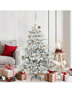Albero di Natale Artificiale con Rami Pieghevoli Bianco 150 cm 2