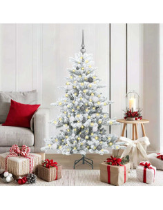 Albero di Natale Artificiale con Rami Pieghevoli Bianco 150 cm 2