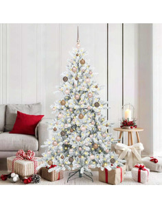 Albero di Natale Artificiale con Rami Pieghevoli Bianco 180 cm 2