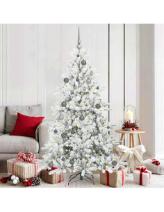 Albero di Natale Artificiale con Rami Pieghevoli Bianco 180 cm 2
