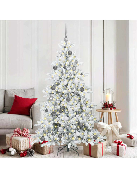 Albero di Natale Artificiale con Rami Pieghevoli Bianco 180 cm