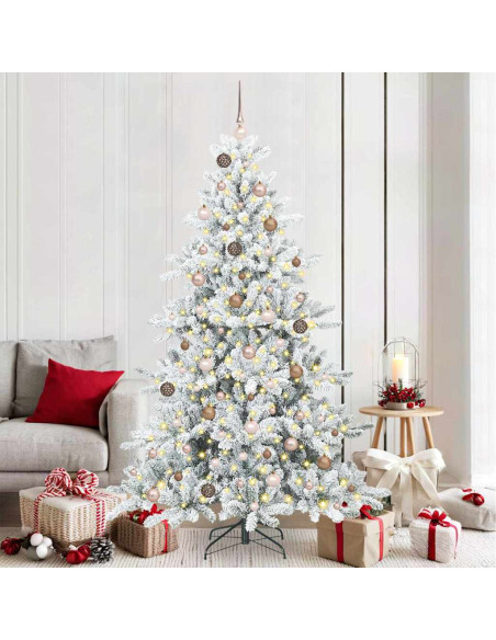 Albero di Natale Artificiale con Rami Pieghevoli Bianco 210 cm