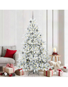 Albero di Natale Artificiale con Rami Pieghevoli Bianco 210 cm 2