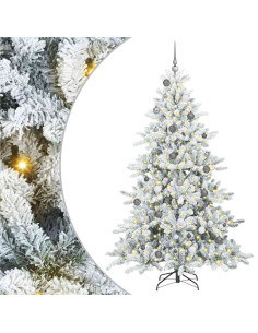Albero di Natale Artificiale con Rami Pieghevoli Bianco 210 cm 2