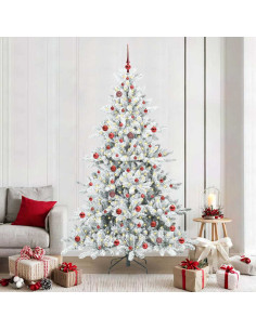 Albero di Natale Artificiale con Rami Pieghevoli Bianco 210 cm 2