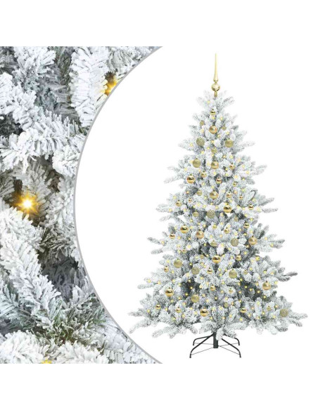 Albero di Natale Artificiale con Rami Pieghevoli Bianco 210 cm