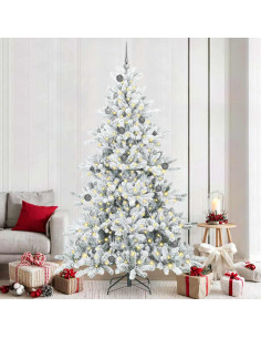 Albero di Natale Artificiale con Rami Pieghevoli Bianco 240 cm 2