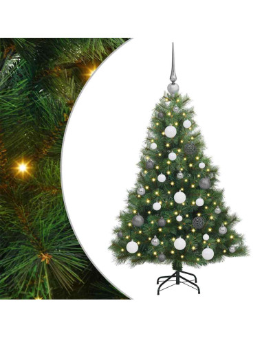 Albero di Natale artificiale con 150 LED Verde 120 cm PE e PVC