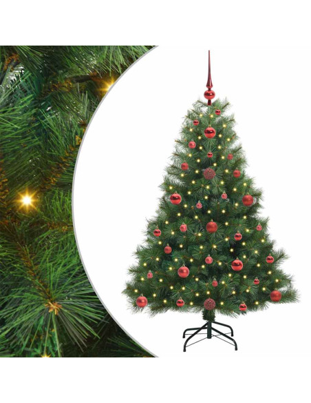 Albero di Natale artificiale con 150 LED Verde 120 cm PE e PVC