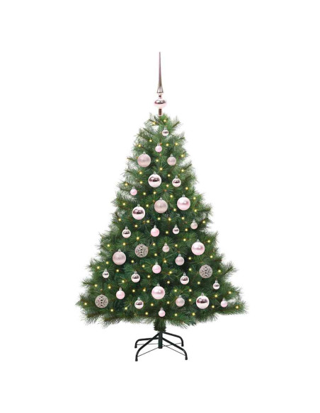 Albero di Natale artificiale con 150 LED Verde 120 cm PE e PVC