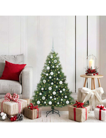 Albero di Natale artificiale con 150 LED Verde 120 cm PE e PVC