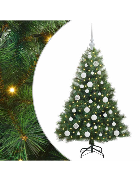Albero di Natale artificiale con 150 LED Verde 120 cm PE e PVC