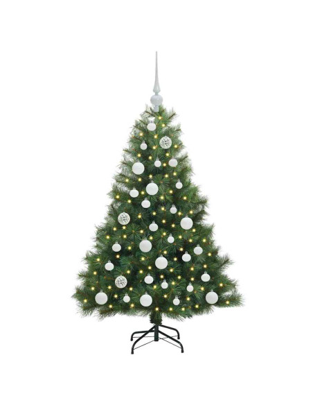 Albero di Natale artificiale con 150 LED Verde 120 cm PE e PVC